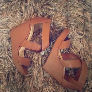 Jessica Simpson Cognac Wedges Size 8.5